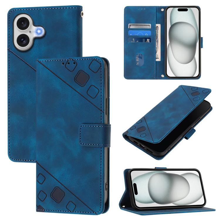 Skin-feel Embossed Leather Phone Case, For iPhone 16 Pro Max, For iPhone 16 Pro, For iPhone 16 Plus, For iPhone 16