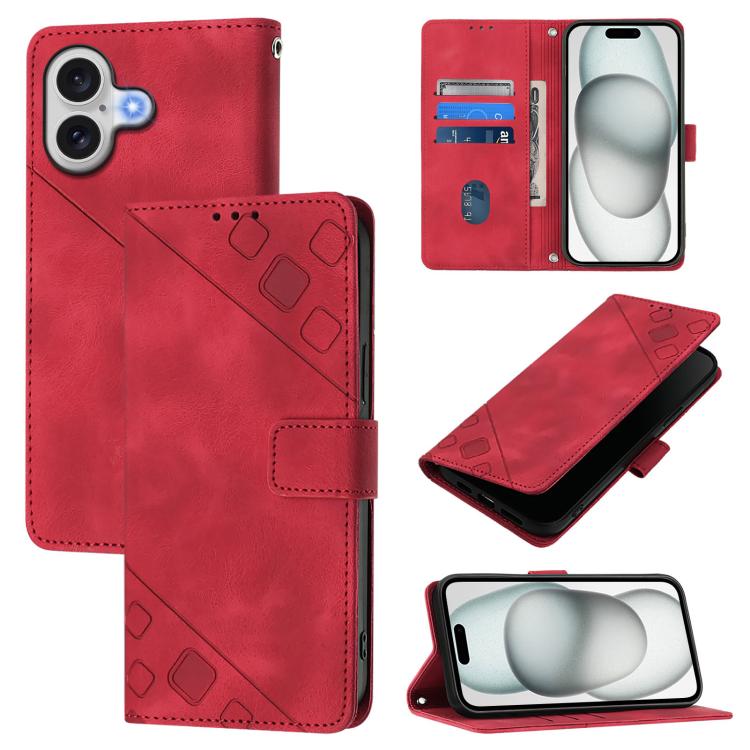 Skin-feel Embossed Leather Phone Case, For iPhone 16 Pro Max, For iPhone 16 Pro, For iPhone 16 Plus, For iPhone 16