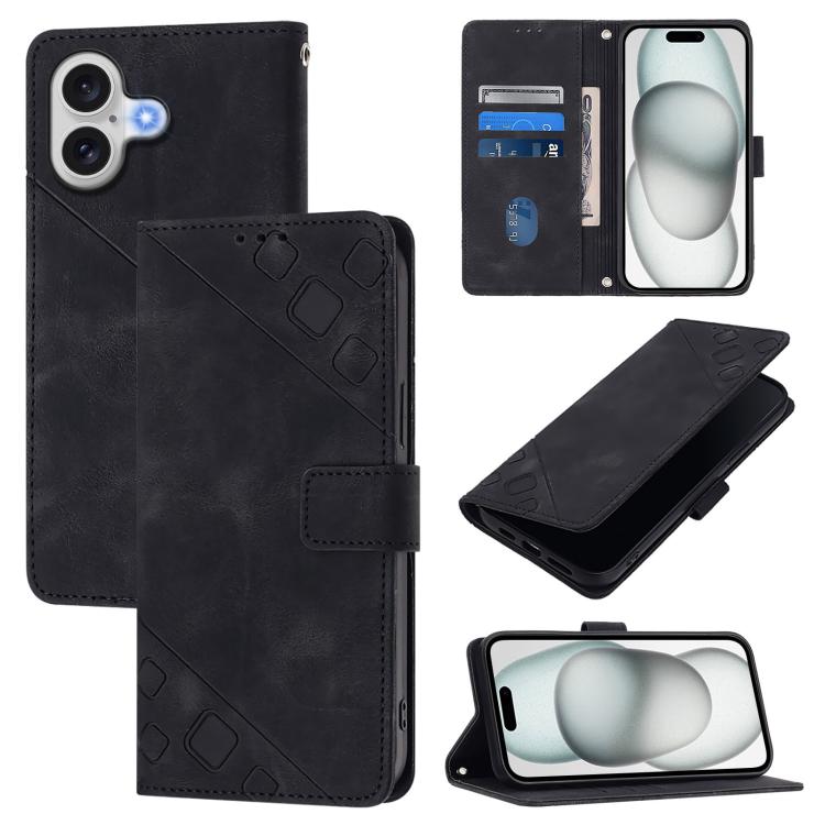 Skin-feel Embossed Leather Phone Case, For iPhone 16 Pro Max, For iPhone 16 Pro, For iPhone 16 Plus, For iPhone 16