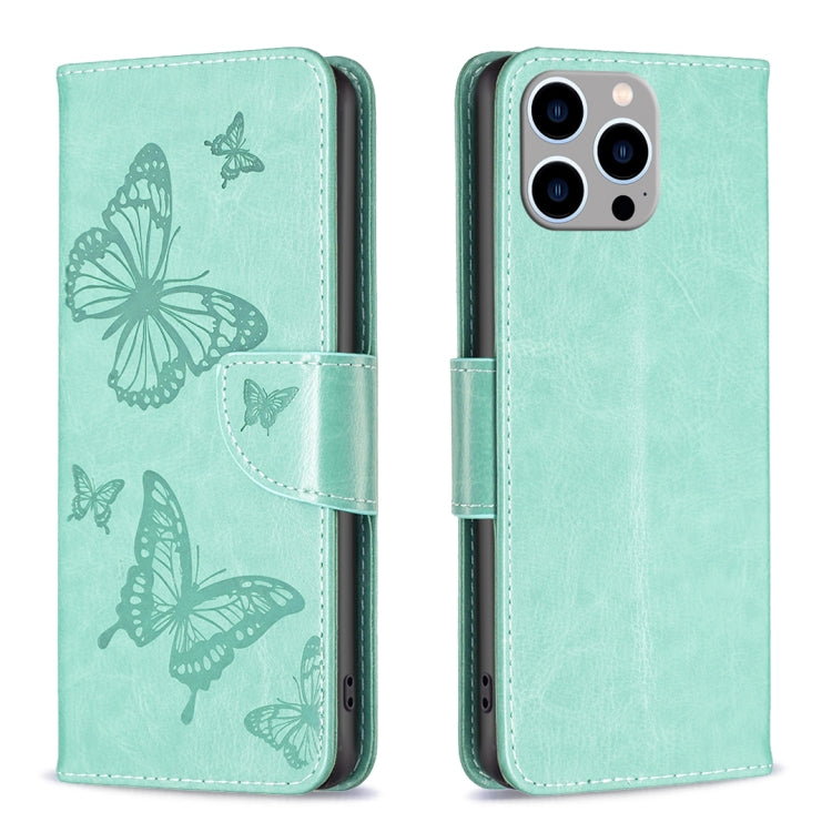 Embossing Two Butterflies Pattern Leather Phone Case, For iPhone 15 Pro Max, For iPhone 15 Pro, For iPhone 15 Plus, For iPhone 15