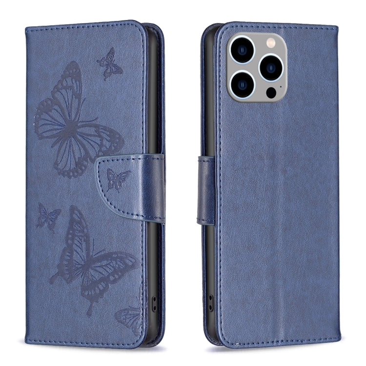 Embossing Two Butterflies Pattern Leather Phone Case, For iPhone 15 Pro Max, For iPhone 15 Pro, For iPhone 15 Plus, For iPhone 15