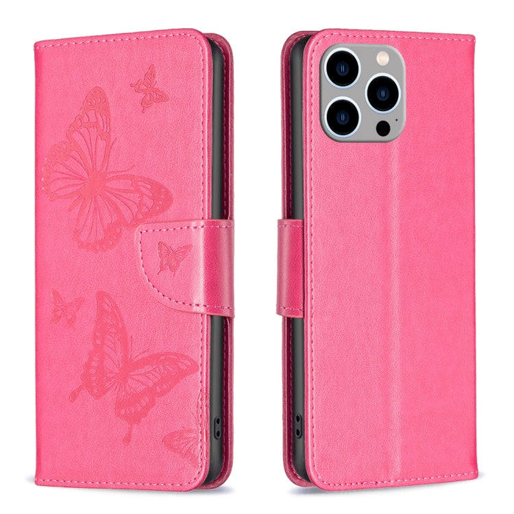 Embossing Two Butterflies Pattern Leather Phone Case, For iPhone 15 Pro Max, For iPhone 15 Pro, For iPhone 15 Plus, For iPhone 15