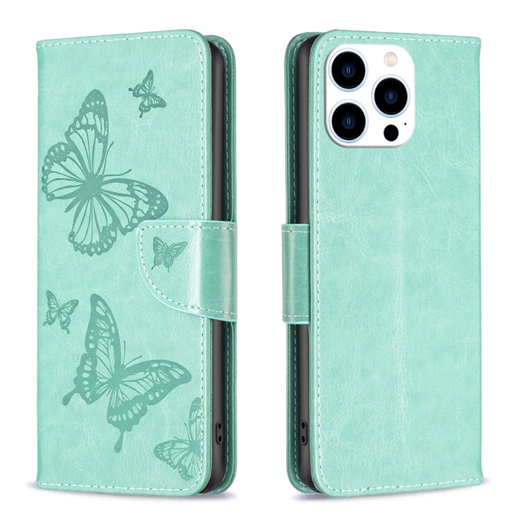 Embossing Two Butterflies Pattern Leather Phone Case, For iPhone 15 Pro Max, For iPhone 15 Pro, For iPhone 15 Plus, For iPhone 15
