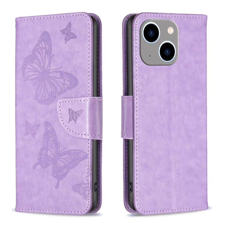 Embossing Two Butterflies Pattern Leather Phone Case, For iPhone 15 Pro Max, For iPhone 15 Pro, For iPhone 15 Plus, For iPhone 15
