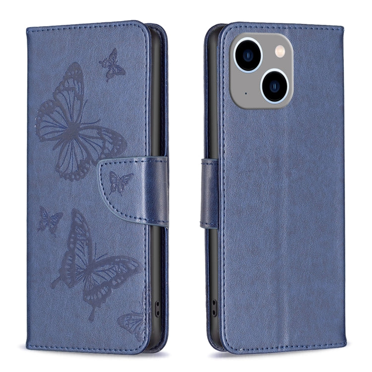 Embossing Two Butterflies Pattern Leather Phone Case, For iPhone 15 Pro Max, For iPhone 15 Pro, For iPhone 15 Plus, For iPhone 15