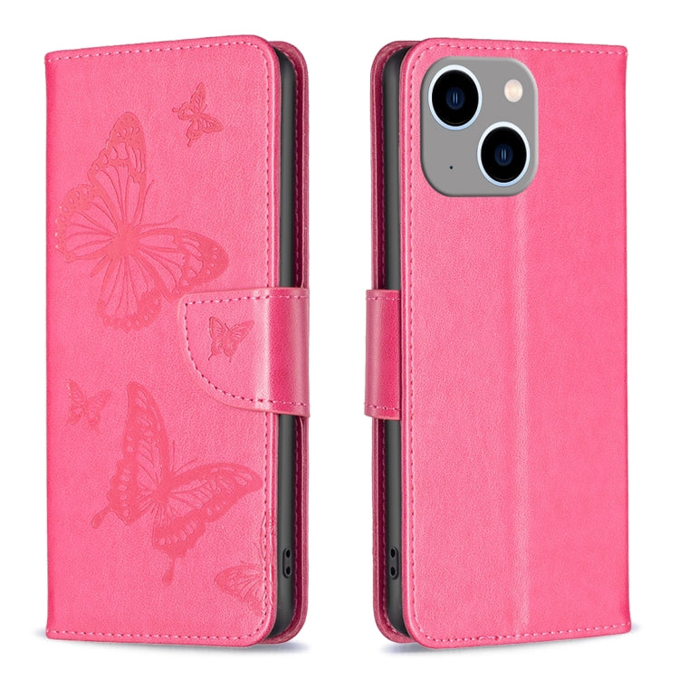 Embossing Two Butterflies Pattern Leather Phone Case, For iPhone 15 Pro Max, For iPhone 15 Pro, For iPhone 15 Plus, For iPhone 15