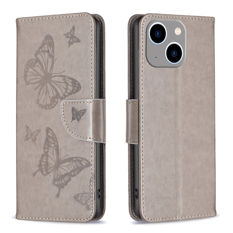 Embossing Two Butterflies Pattern Leather Phone Case, For iPhone 15 Pro Max, For iPhone 15 Pro, For iPhone 15 Plus, For iPhone 15