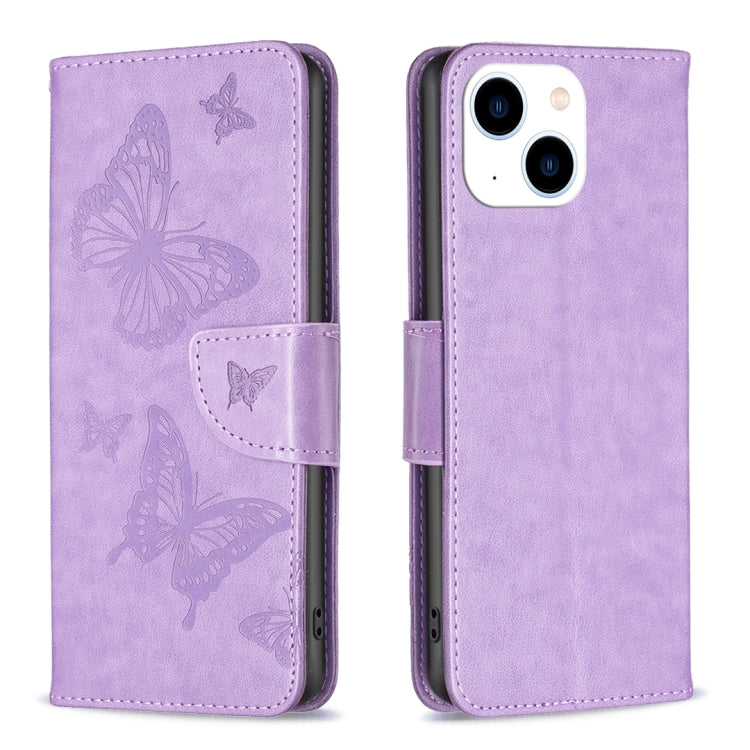 Embossing Two Butterflies Pattern Leather Phone Case, For iPhone 15 Pro Max, For iPhone 15 Pro, For iPhone 15 Plus, For iPhone 15
