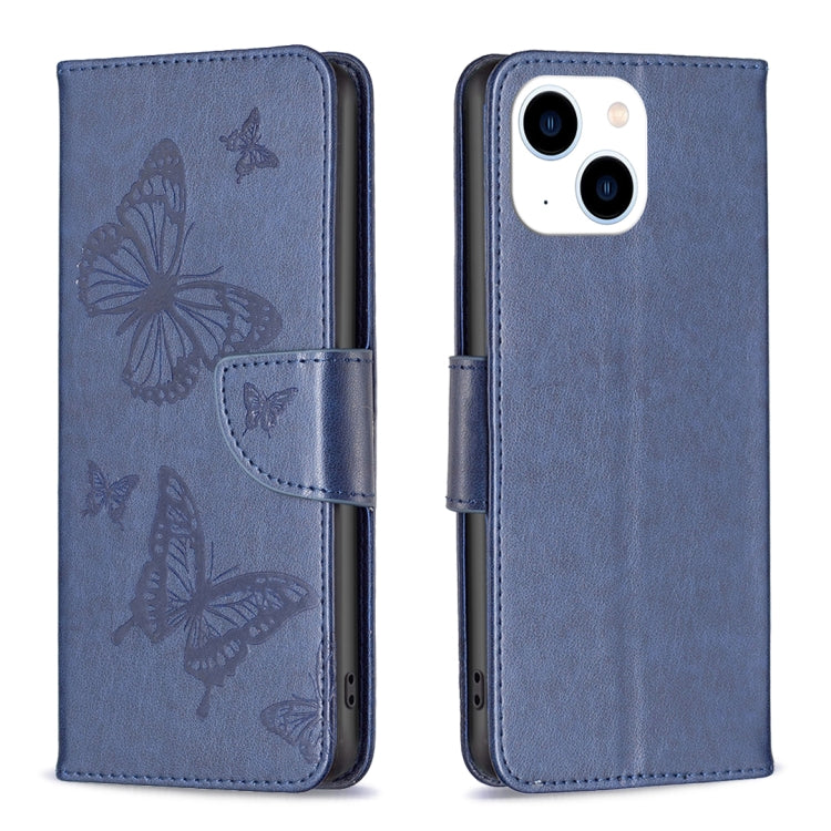 Embossing Two Butterflies Pattern Leather Phone Case, For iPhone 15 Pro Max, For iPhone 15 Pro, For iPhone 15 Plus, For iPhone 15