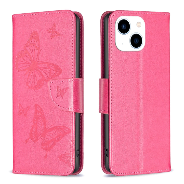 Embossing Two Butterflies Pattern Leather Phone Case, For iPhone 15 Pro Max, For iPhone 15 Pro, For iPhone 15 Plus, For iPhone 15