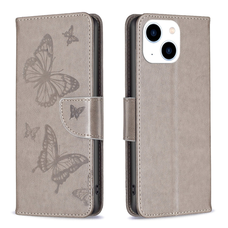 Embossing Two Butterflies Pattern Leather Phone Case, For iPhone 15 Pro Max, For iPhone 15 Pro, For iPhone 15 Plus, For iPhone 15