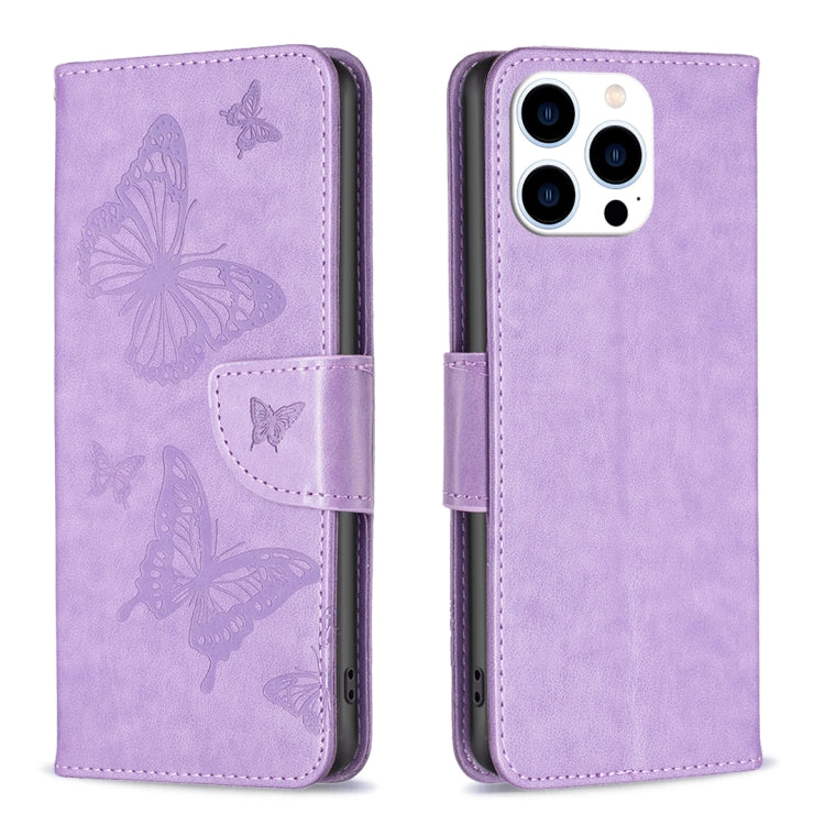 Embossing Two Butterflies Pattern Leather Phone Case, For iPhone 16 Pro Max, For iPhone 16 Pro, For iPhone 16 Plus, For iPhone 16