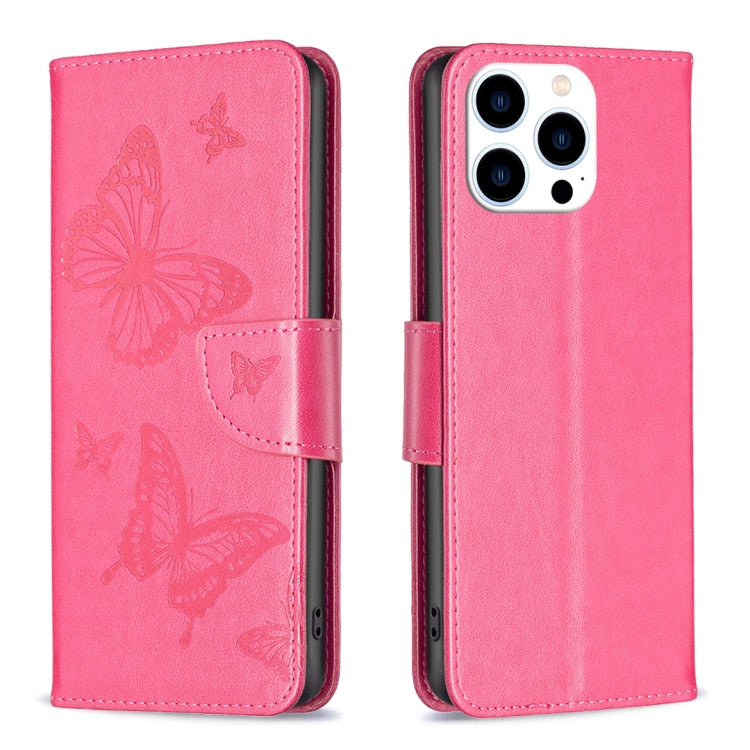 Embossing Two Butterflies Pattern Leather Phone Case, For iPhone 16 Pro Max, For iPhone 16 Pro, For iPhone 16 Plus, For iPhone 16