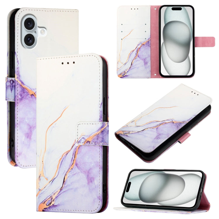 PT003 Marble Pattern Flip Leather Phone Case, For iPhone 16e, For iPhone 15 Pro Max, For iPhone 15 Pro, For iPhone 15 Plus