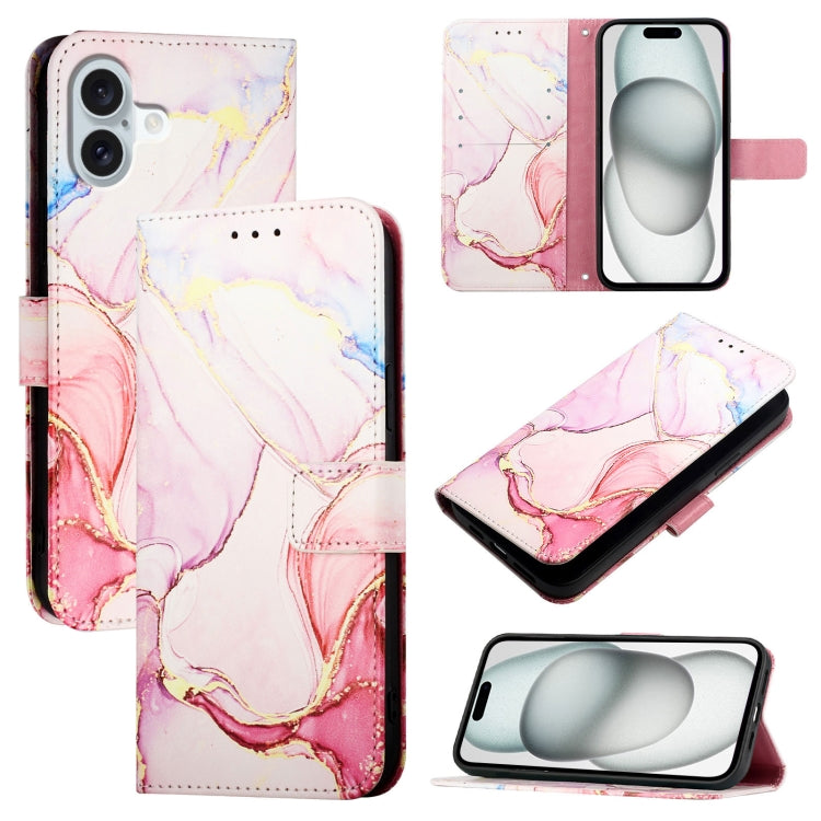 PT003 Marble Pattern Flip Leather Phone Case, For iPhone 16e, For iPhone 15 Pro Max, For iPhone 15 Pro, For iPhone 15 Plus