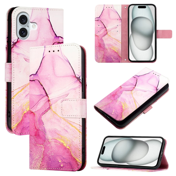 PT003 Marble Pattern Flip Leather Phone Case, For iPhone 16e, For iPhone 15 Pro Max, For iPhone 15 Pro, For iPhone 15 Plus