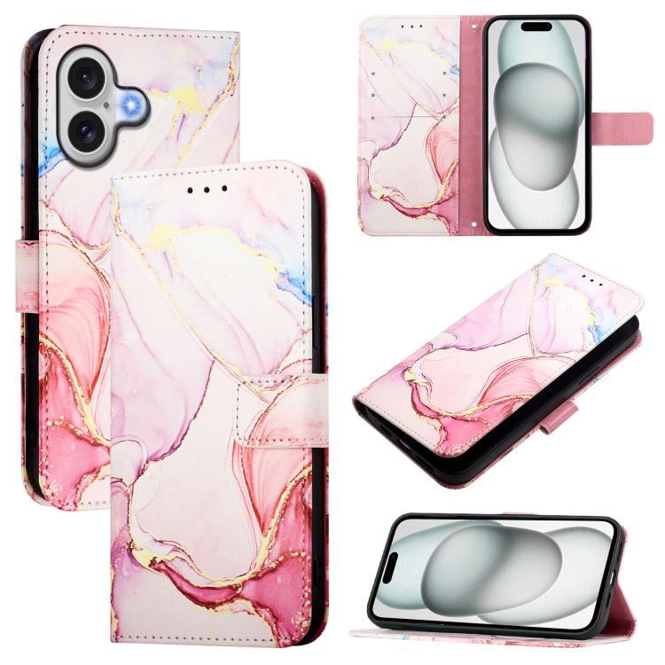 PT003 Marble Pattern Flip Leather Phone Case, For iPhone 16 Pro Max, For iPhone 16 Pro, For iPhone 16 Plus, For iPhone 16