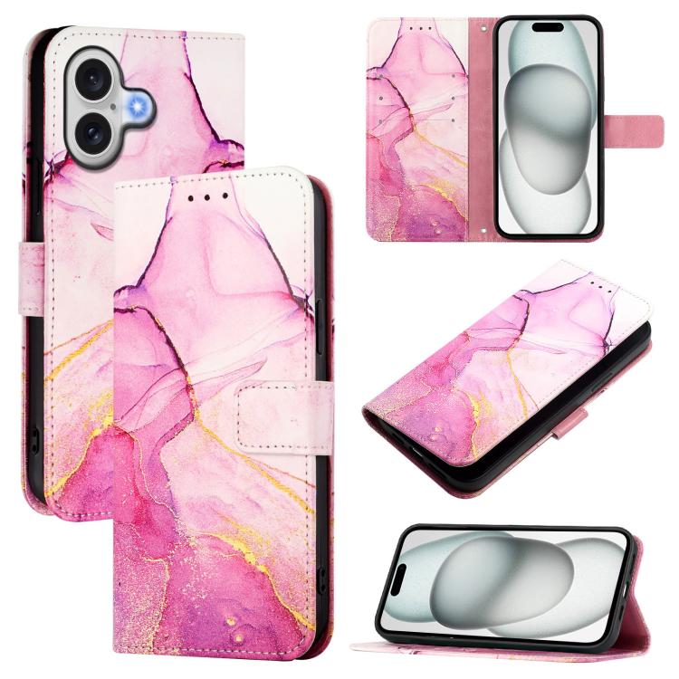 PT003 Marble Pattern Flip Leather Phone Case, For iPhone 16 Pro Max, For iPhone 16 Pro, For iPhone 16 Plus, For iPhone 16