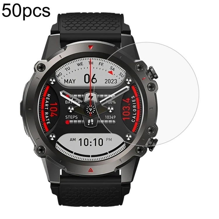 50pcs 0.26mm 2.5D 9H Tempered Glass Film Watch Screen Protector, For Zeblaze Stratos 2 Lite, For Zeblaze Stratos 3, For Zeblaze Vibe 7, For Zeblaze Vibe 7 Lite