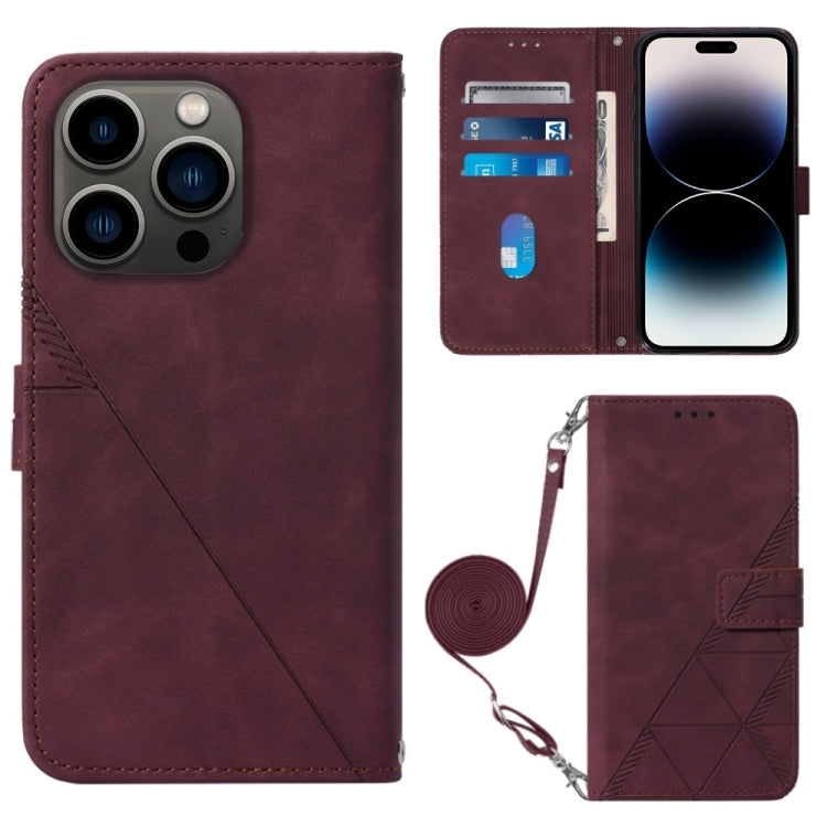 Crossbody 3D Embossed Flip Leather Phone Case, For iPhone 15, For iPod Touch 7 / 6 / 5