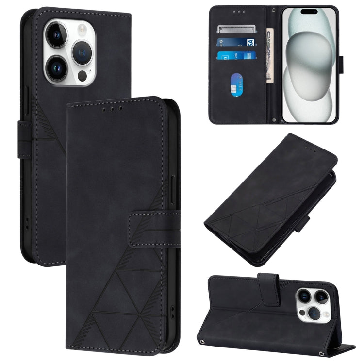 Crossbody 3D Embossed Flip Leather Phone Case, For iPhone 16, For iPhone 15 Pro Max, For iPhone 15 Pro, For iPhone 15 Plus