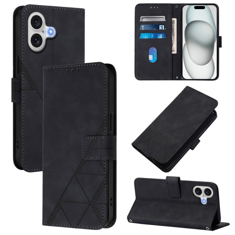 Crossbody 3D Embossed Flip Leather Phone Case, For iPhone 16e, For iPhone 16 Pro Max, For iPhone 16 Pro, For iPhone 16 Plus