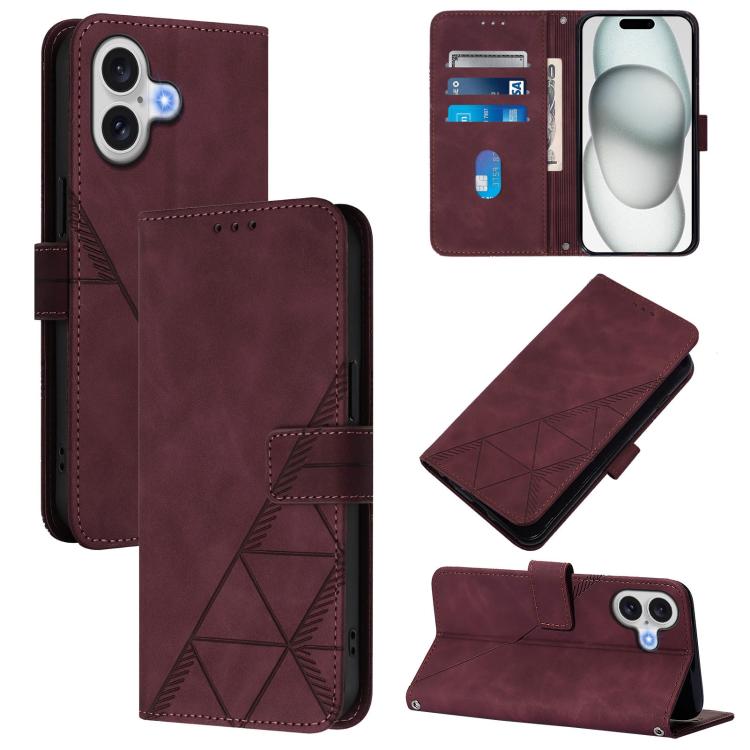 Crossbody 3D Embossed Flip Leather Phone Case, For iPhone 16, For iPhone 15 Pro Max, For iPhone 15 Pro, For iPhone 15 Plus