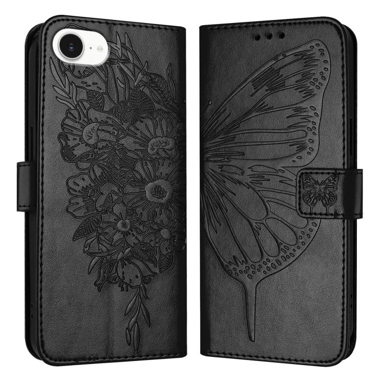Embossed Butterfly Leather Phone Case, For iPhone 16, iPhone 16e, For iPhone 15 Pro Max