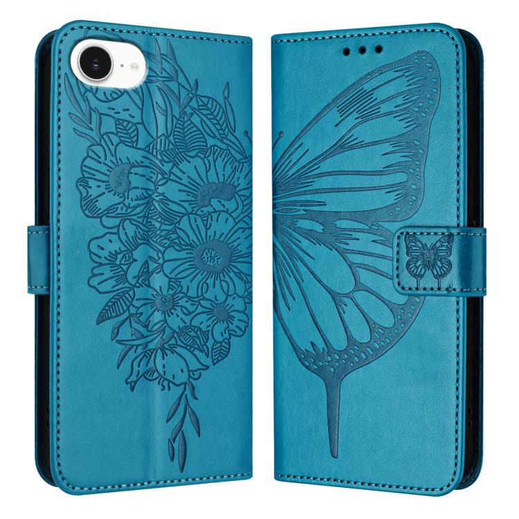 Embossed Butterfly Leather Phone Case, For iPhone 16, iPhone 16e, For iPhone 15 Pro Max