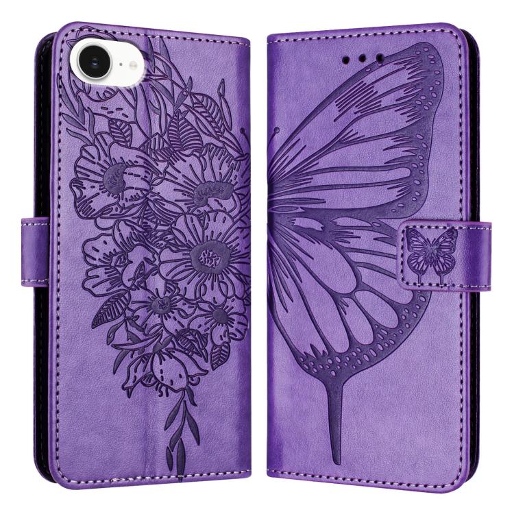Embossed Butterfly Leather Phone Case, For iPhone 16, iPhone 16e, For iPhone 15 Pro Max