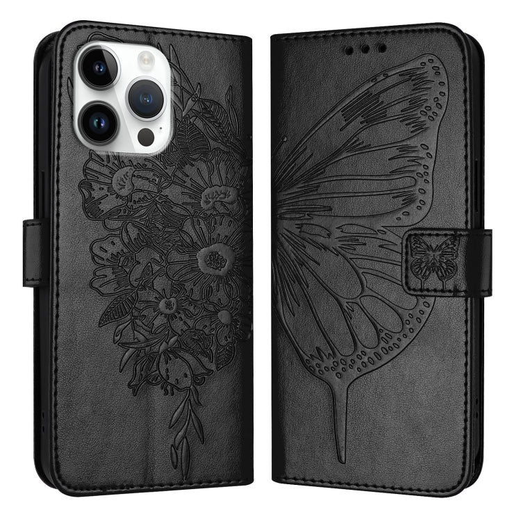 Embossed Butterfly Leather Phone Case, For iPhone 16, iPhone 16e, For iPhone 15 Pro Max