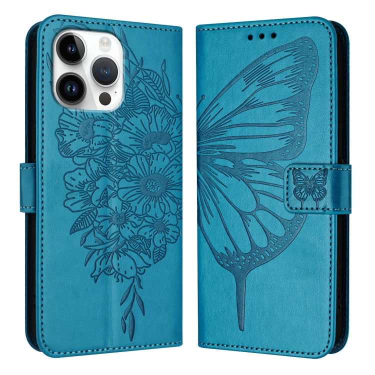 Embossed Butterfly Leather Phone Case, For iPhone 16, iPhone 16e, For iPhone 15 Pro Max