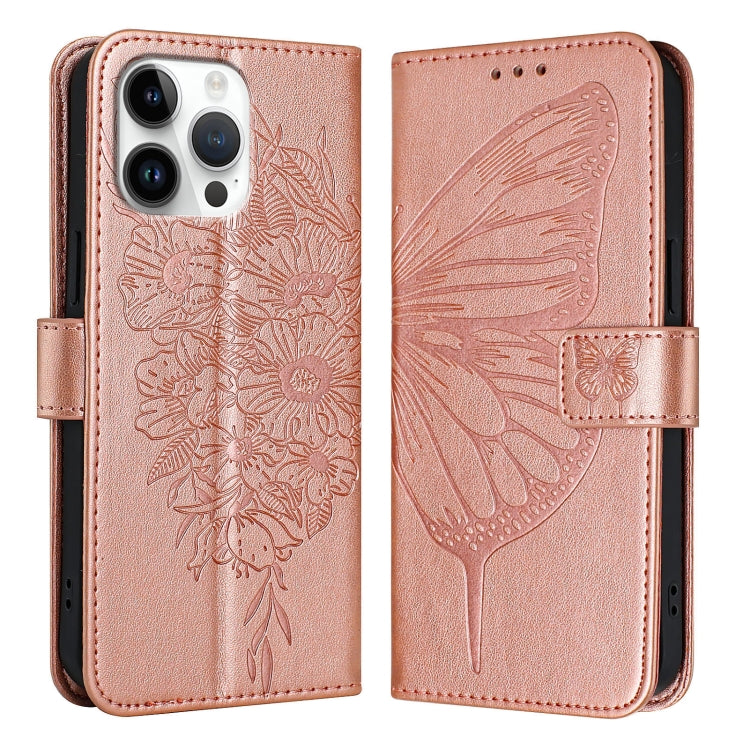 Embossed Butterfly Leather Phone Case, For iPhone 16, iPhone 16e, For iPhone 15 Pro Max