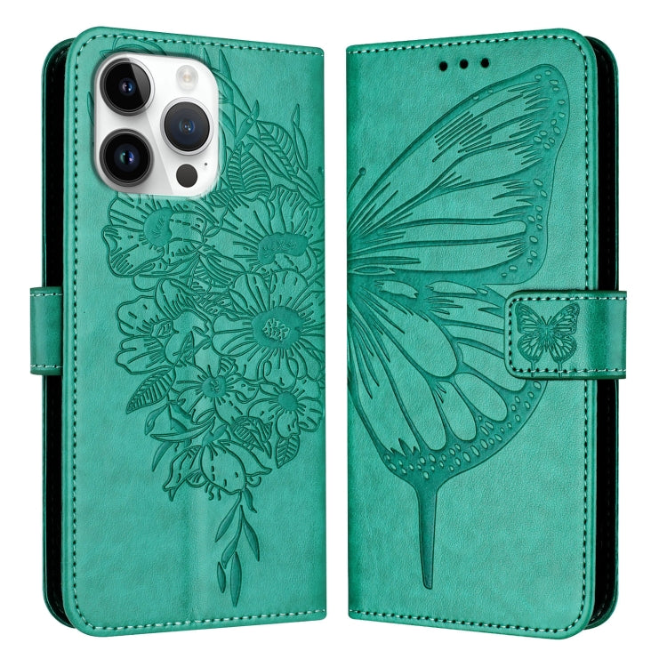 Embossed Butterfly Leather Phone Case, For iPhone 16, iPhone 16e, For iPhone 15 Pro Max