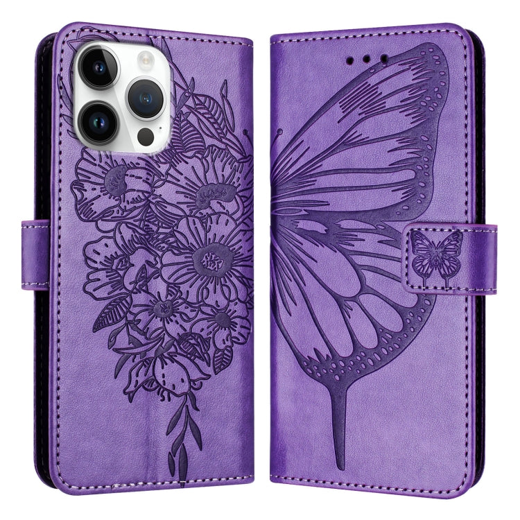 Embossed Butterfly Leather Phone Case, For iPhone 16, iPhone 16e, For iPhone 15 Pro Max