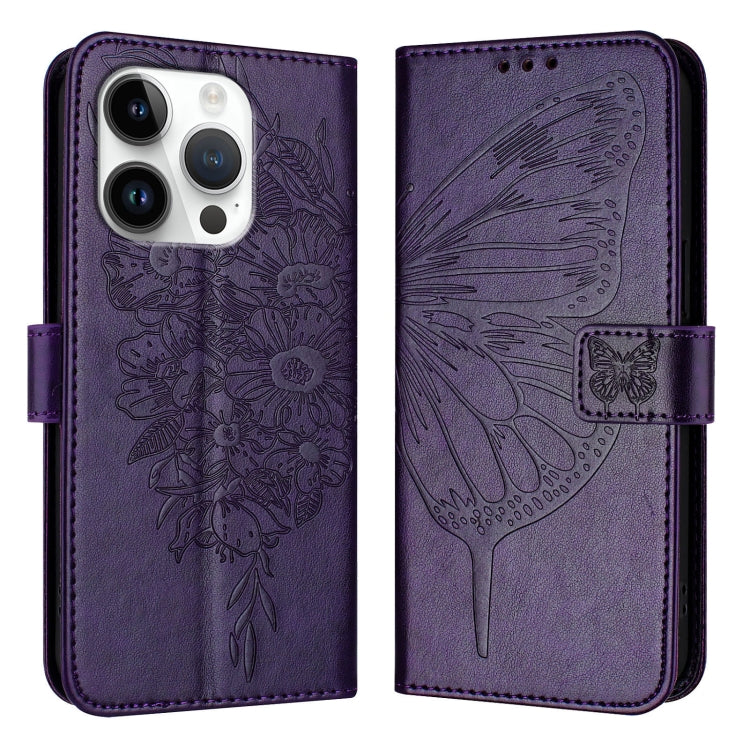 Embossed Butterfly Leather Phone Case, For iPhone 15 Pro, For iPhone 15 Plus, For iPhone 15