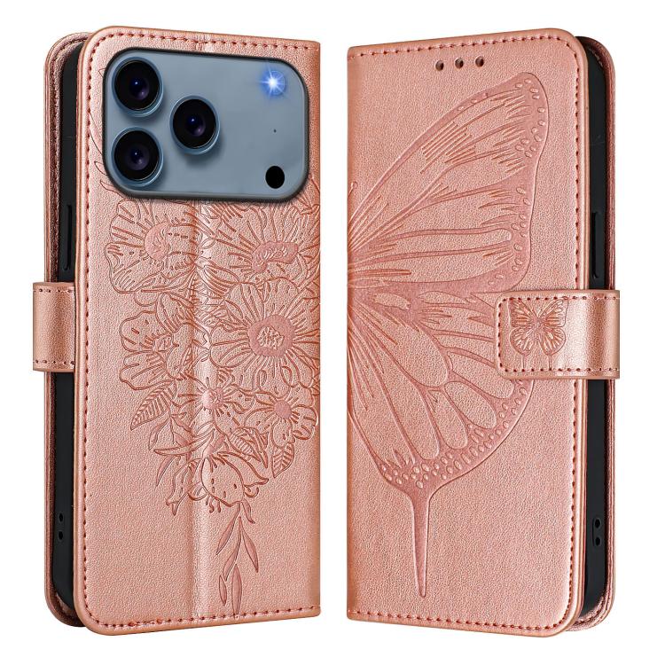 Embossed Butterfly Leather Phone Case, For iPhone 16 Pro Max, For iPhone 16 Pro, For iPhone 16 Plus