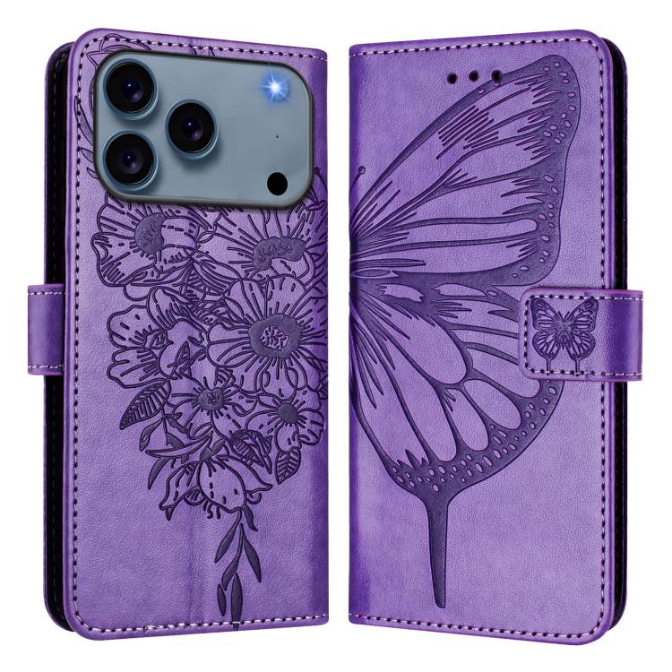 Embossed Butterfly Leather Phone Case, For iPhone 16 Pro Max, For iPhone 16 Pro, For iPhone 16 Plus