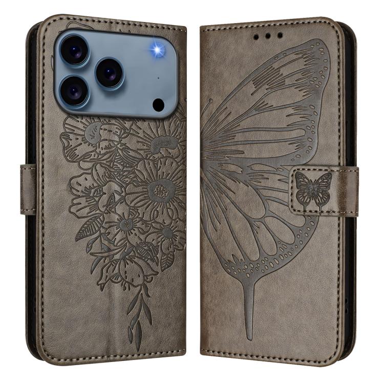 Embossed Butterfly Leather Phone Case, For iPhone 16 Pro Max, For iPhone 16 Pro, For iPhone 16 Plus