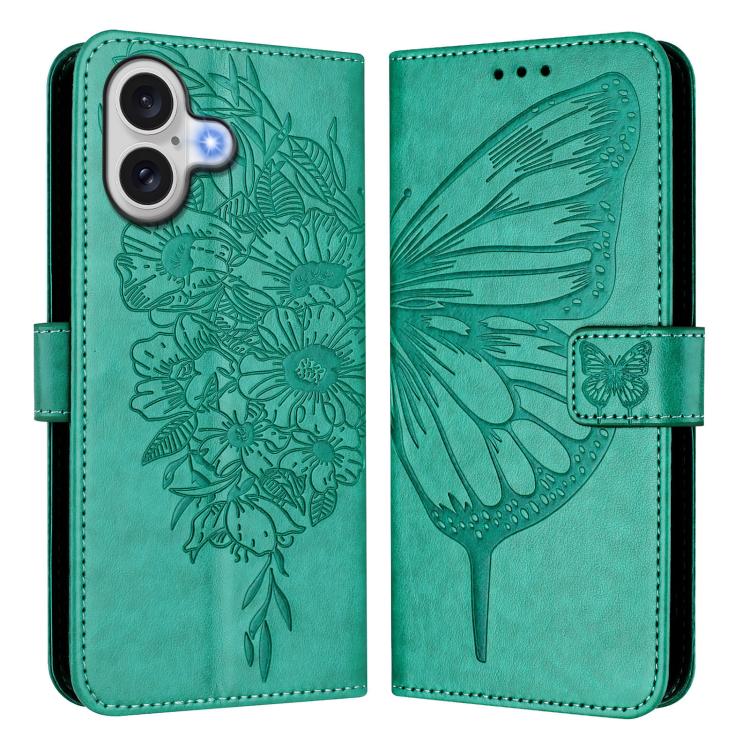 Embossed Butterfly Leather Phone Case, For iPhone 16 Pro Max, For iPhone 16 Pro, For iPhone 16 Plus