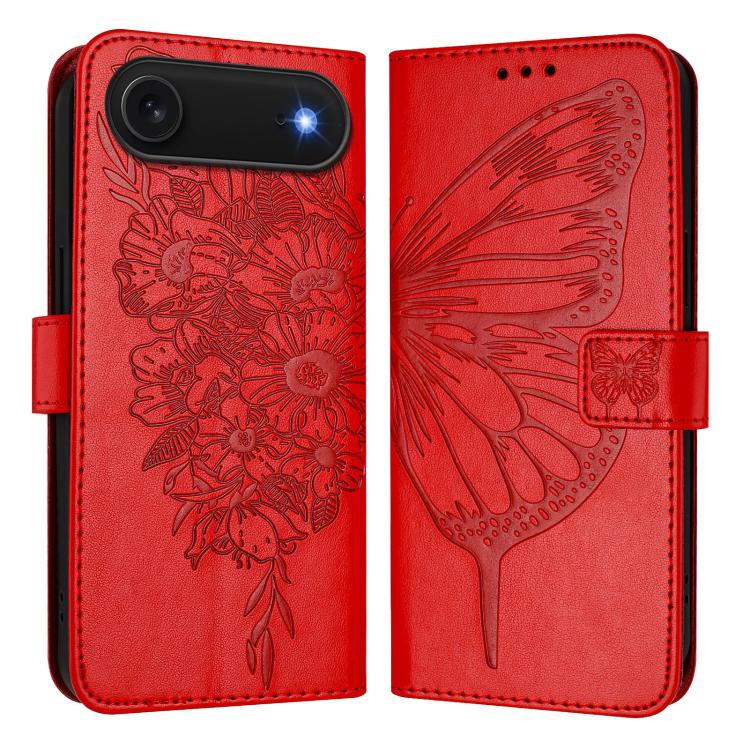 Embossed Butterfly Leather Phone Case, For iPhone 16, iPhone 16e, For iPhone 15 Pro Max