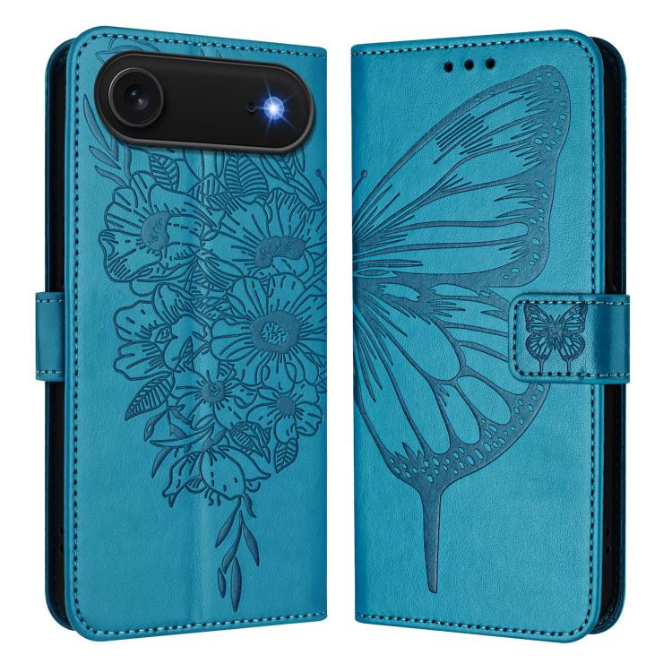 Embossed Butterfly Leather Phone Case, For iPhone 16, iPhone 16e, For iPhone 15 Pro Max