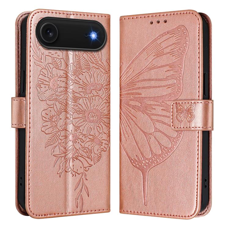 Embossed Butterfly Leather Phone Case, For iPhone 16, iPhone 16e, For iPhone 15 Pro Max