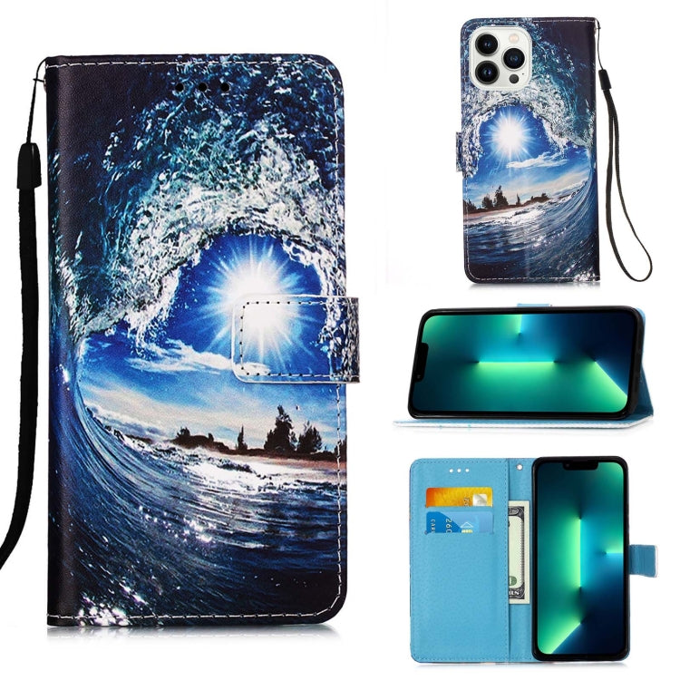 Colored Drawing Pattern Plain Weave Leather Phone Case, For iPhone 15 Plus, For iPhone 15