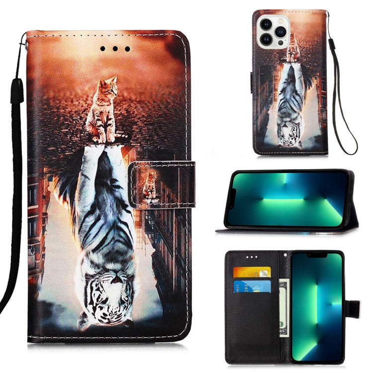 Colored Drawing Pattern Plain Weave Leather Phone Case, For iPhone 15 Plus, For iPhone 15