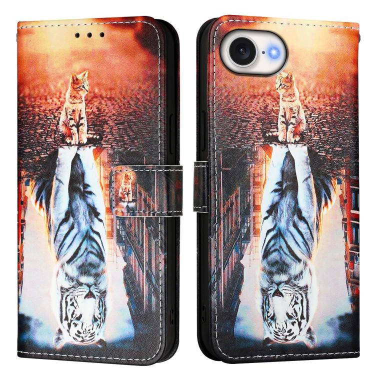 Colored Drawing Pattern Plain Weave Leather Phone Case, For iPhone 15 Plus, For iPhone 15