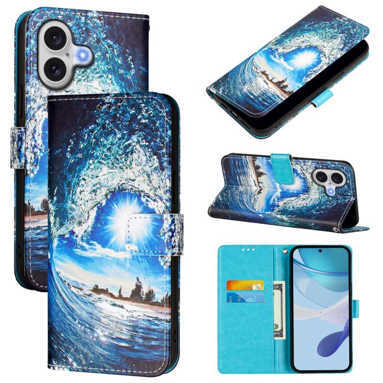 Colored Drawing Pattern Plain Weave Leather Phone Case, iPhone 16e, For iPhone 15 Pro Max, For iPhone 15 Pro