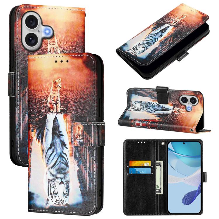 Colored Drawing Pattern Plain Weave Leather Phone Case, iPhone 16e, For iPhone 15 Pro Max, For iPhone 15 Pro