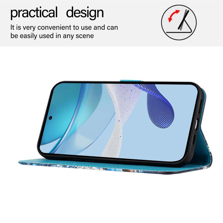 Colored Drawing Pattern Plain Weave Leather Phone Case, For iPhone 15 Plus, For iPhone 15