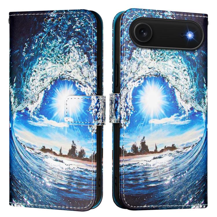 Colored Drawing Pattern Plain Weave Leather Phone Case, For iPhone 15 Plus, For iPhone 15